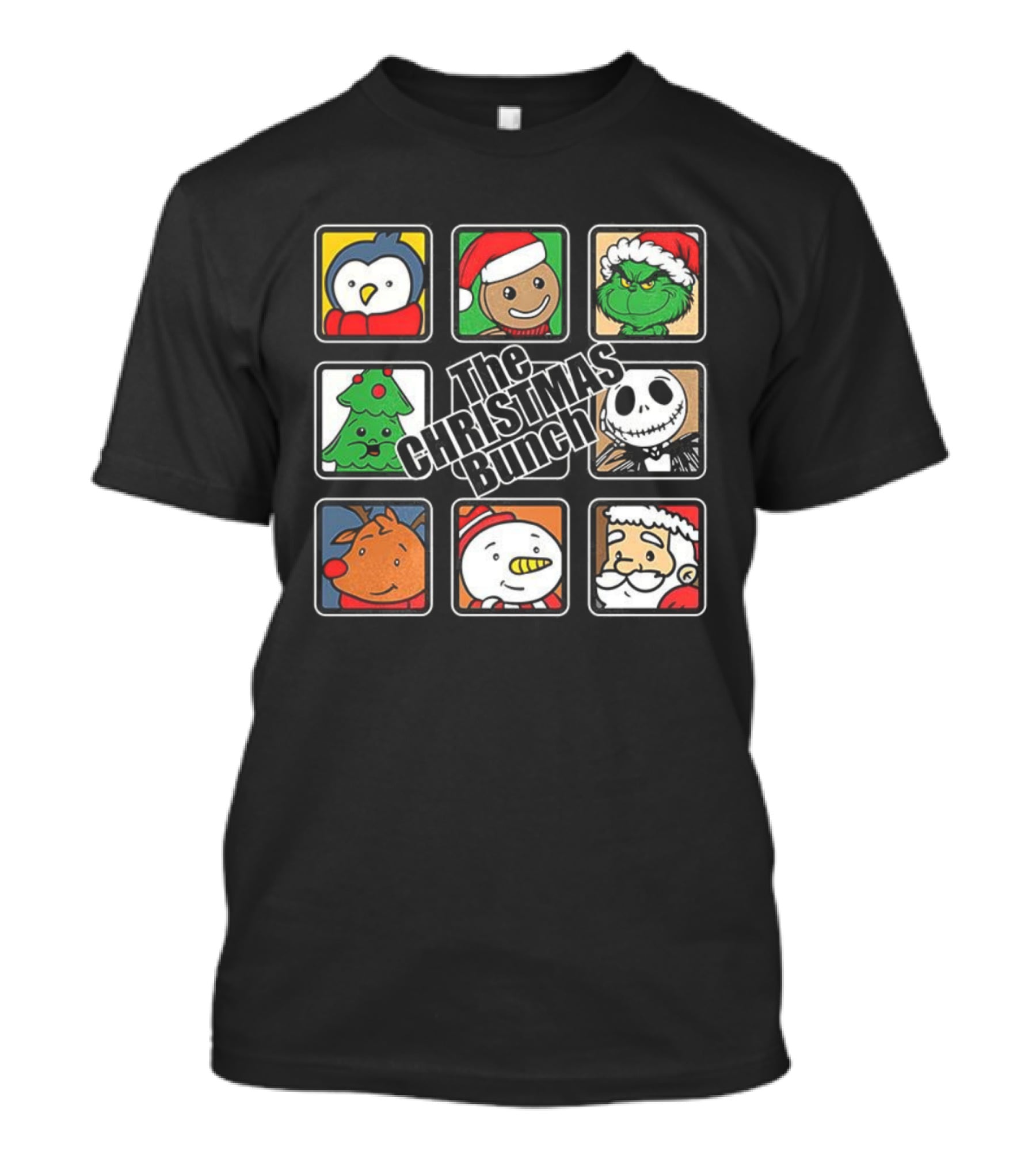 The Christmas Bunch Penguin Gingerbread Grinch Tree Skeleton Reindeer Snowman Santa T-Shirt