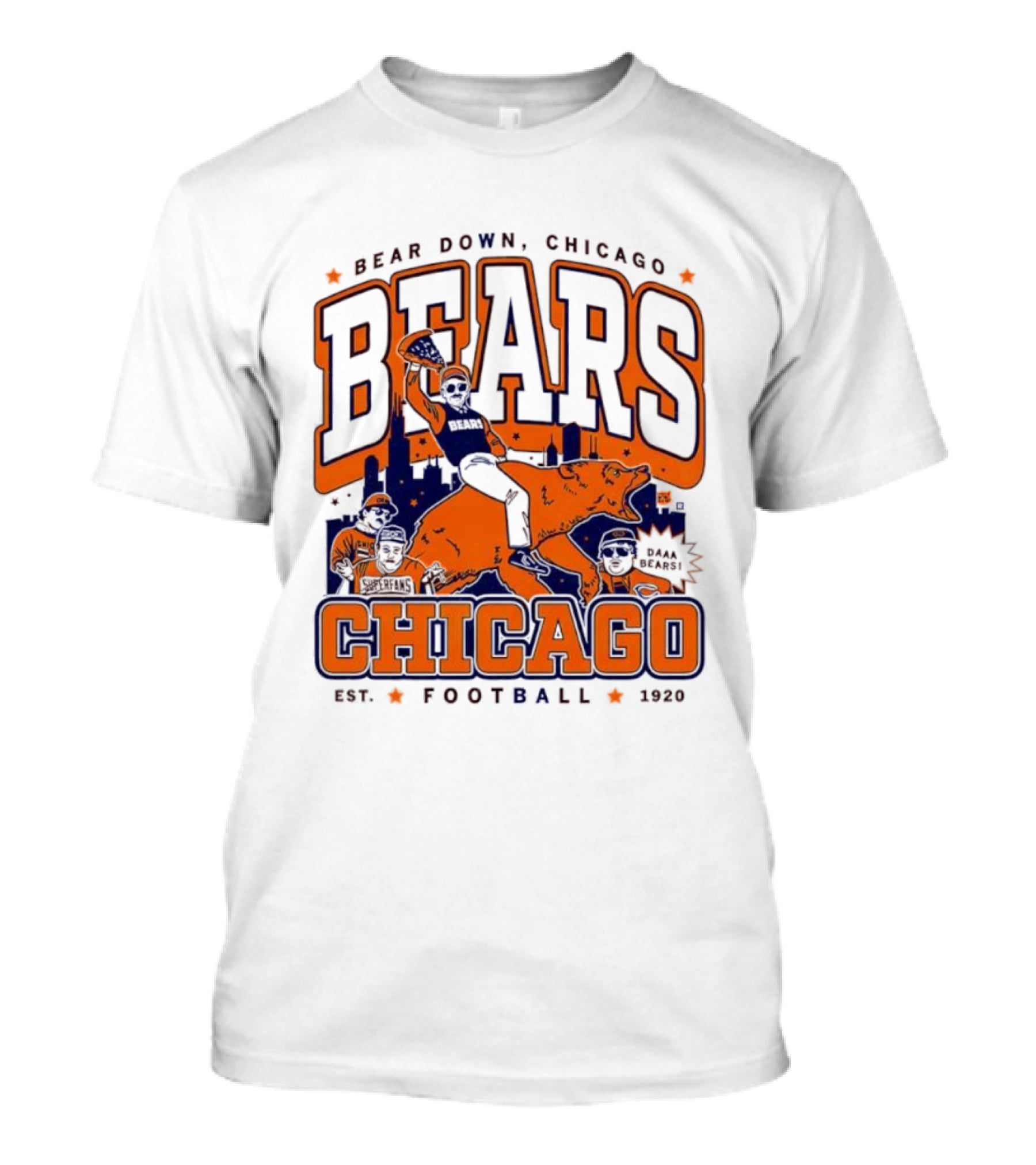 Bear Down Chicago Bears Est 1920 Football Skyline Daa Bears T-Shirt