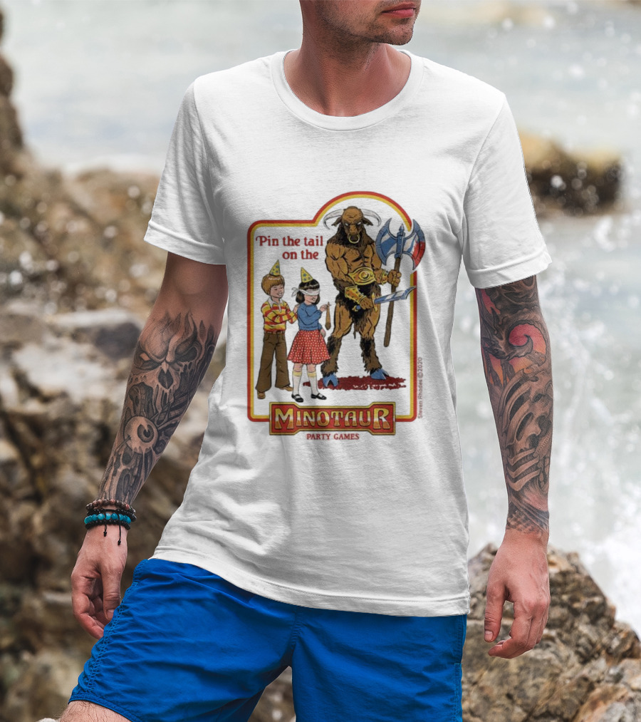 Pin The Tail On The Minotaur Kids Party Game Adventure T-Shirt
