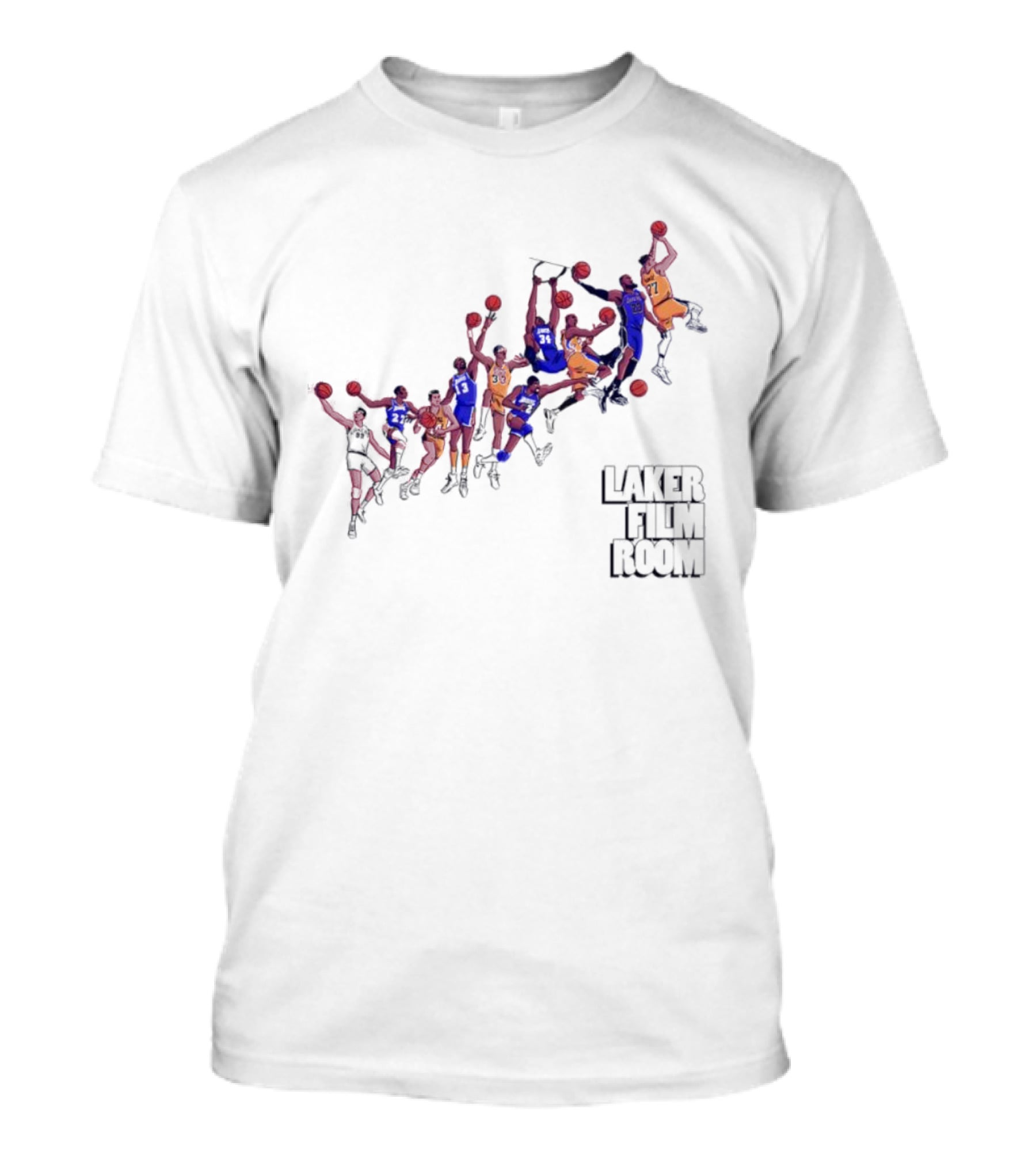 Laker Film Room Los Angeles Lakers Players Dunking Action Sequence T-Shirt