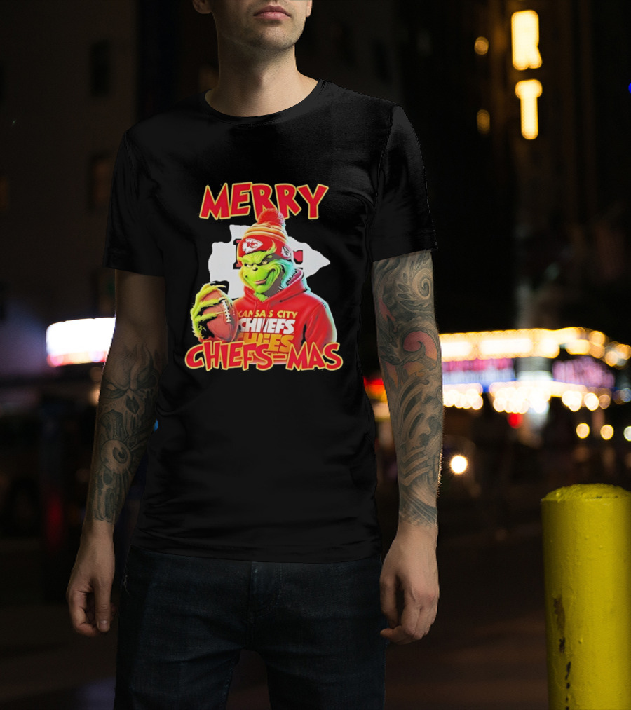 Merry Chiefsmas Grinch Kansas City Chiefs Football T-Shirt