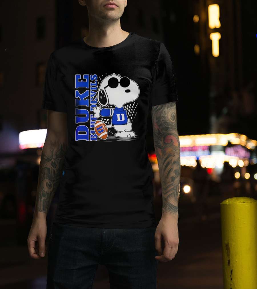 Snoopy Joe Cool Duke Blue Devils Football Fan Merchandise T-Shirt