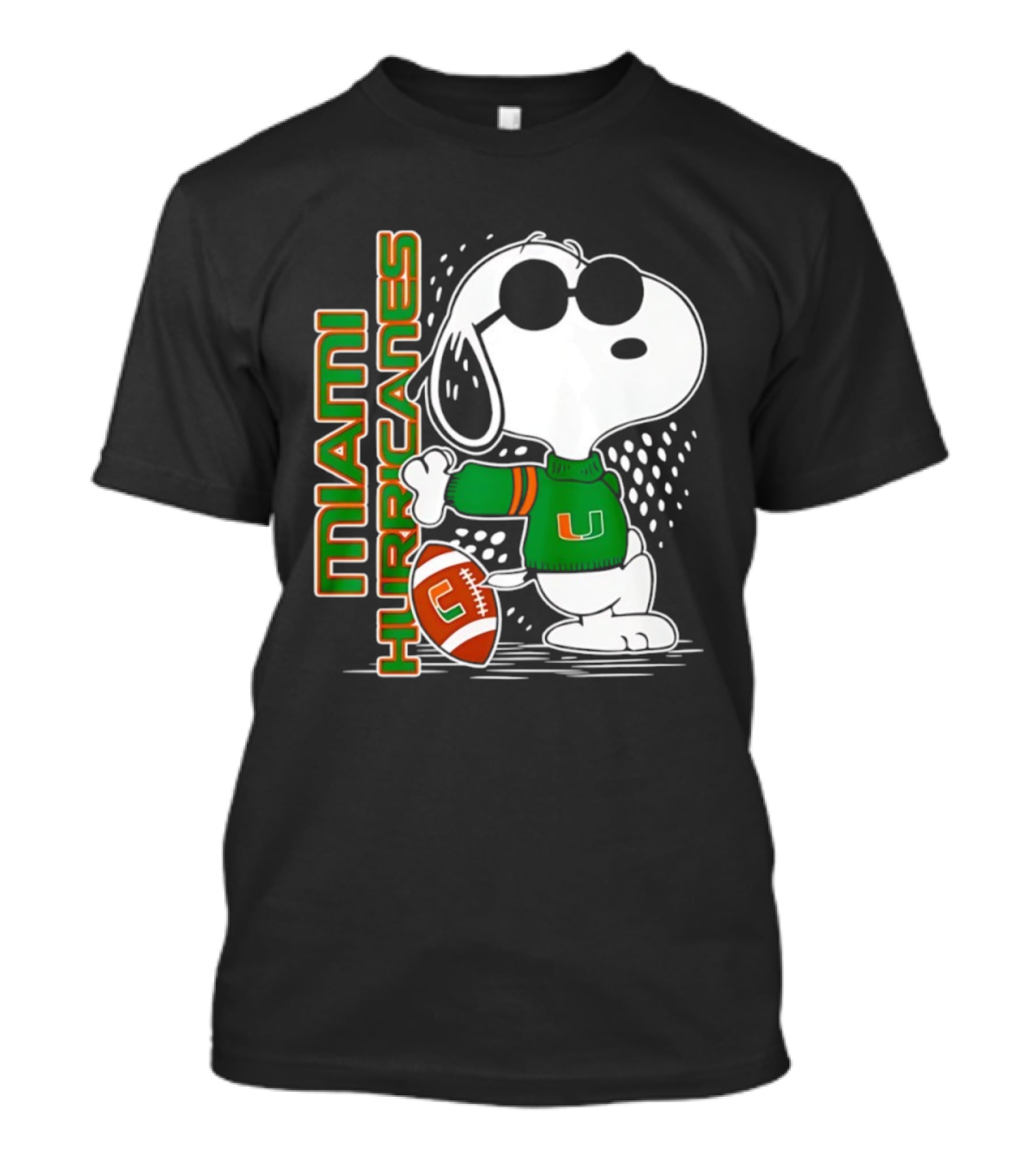 Snoopy Joe Cool Miami Hurricanes Football Style Spirit T-Shirt