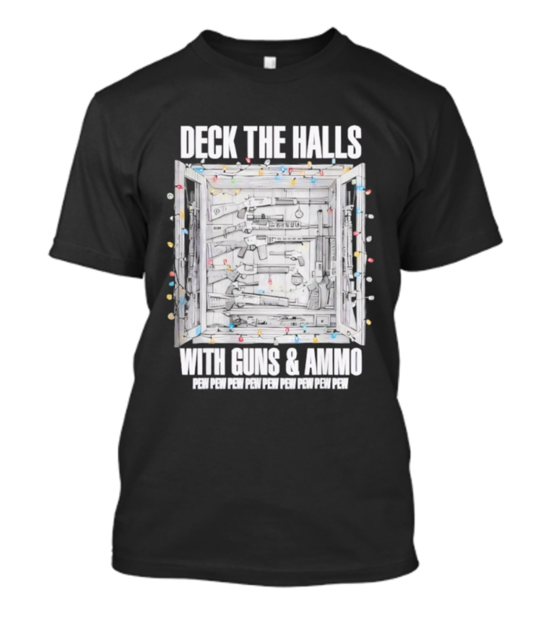 Deck The Halls With Guns And Ammo Holiday Lights T-Shirt