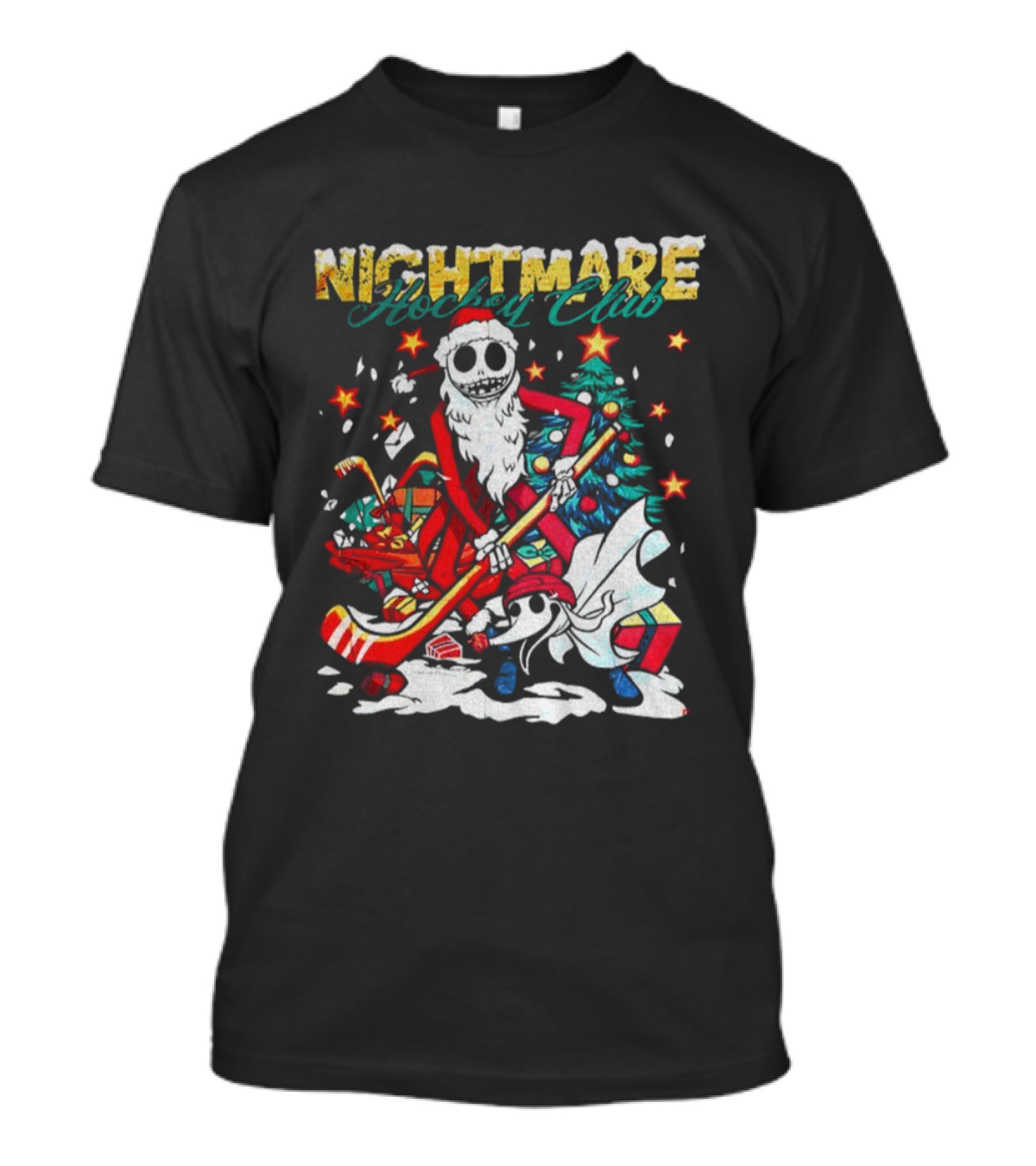Nightmare Hockey Club Jack Skellington Zero Christmas Theme T-Shirt