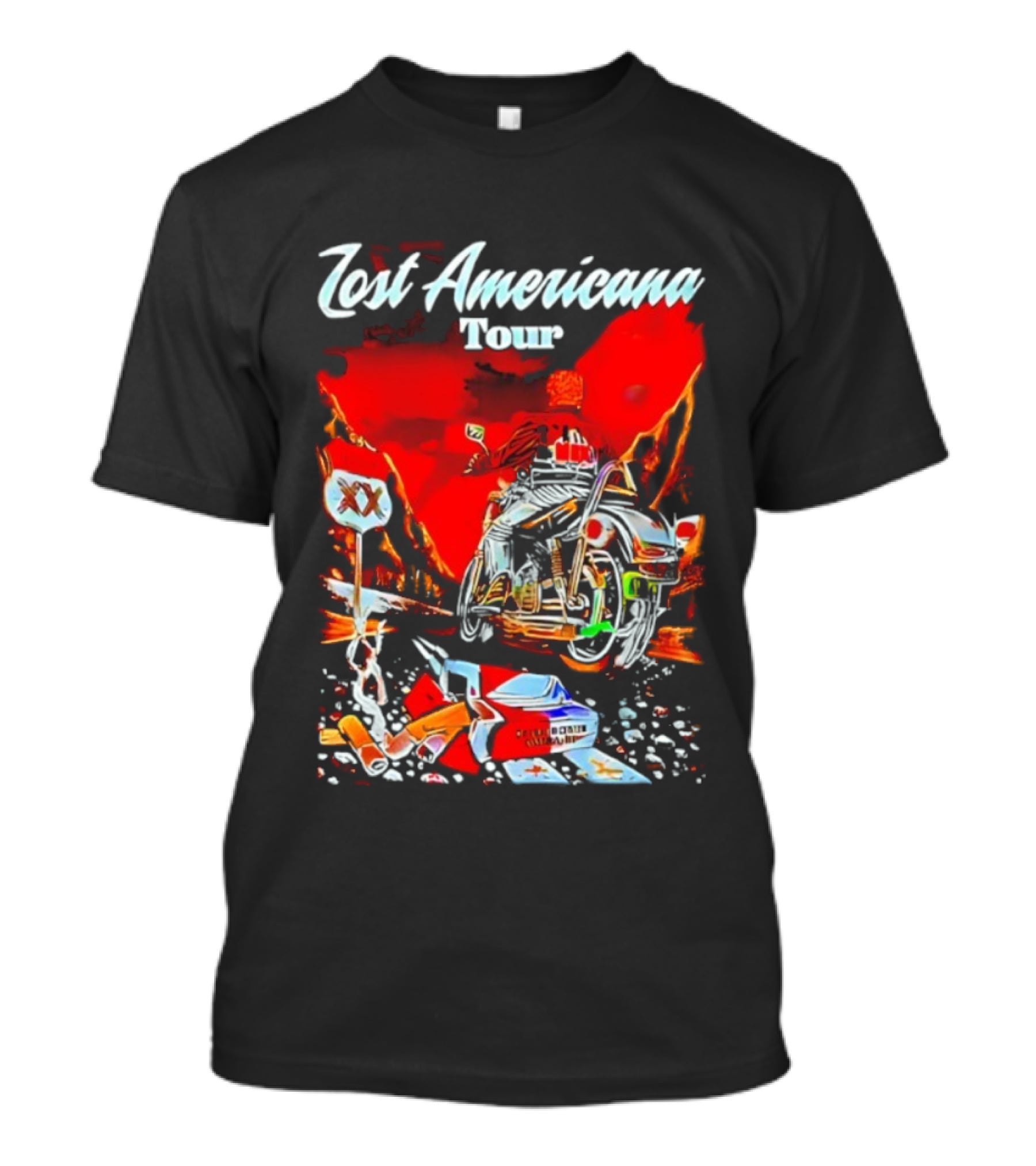 Omaha Los Americana Tour 2025 Motorcycle Adventure Route 66 Vintage Style T-Shirt