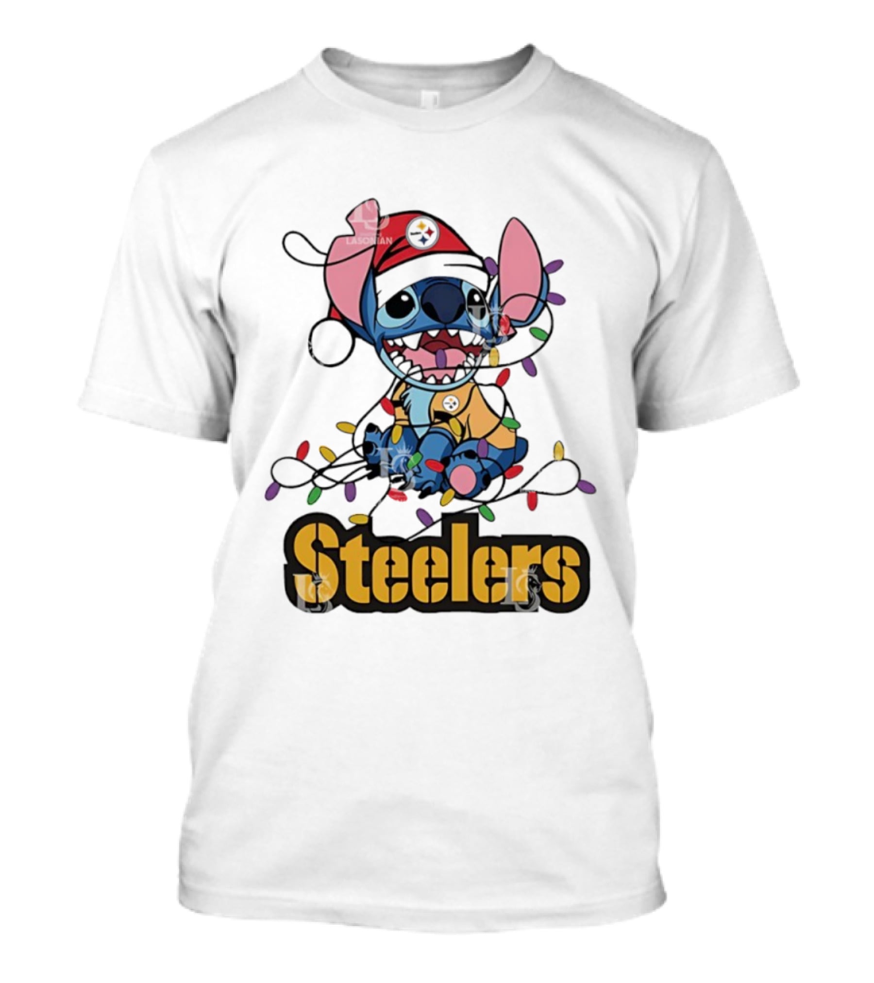 Steelers Stitch Christmas Lights Ornament T-Shirt