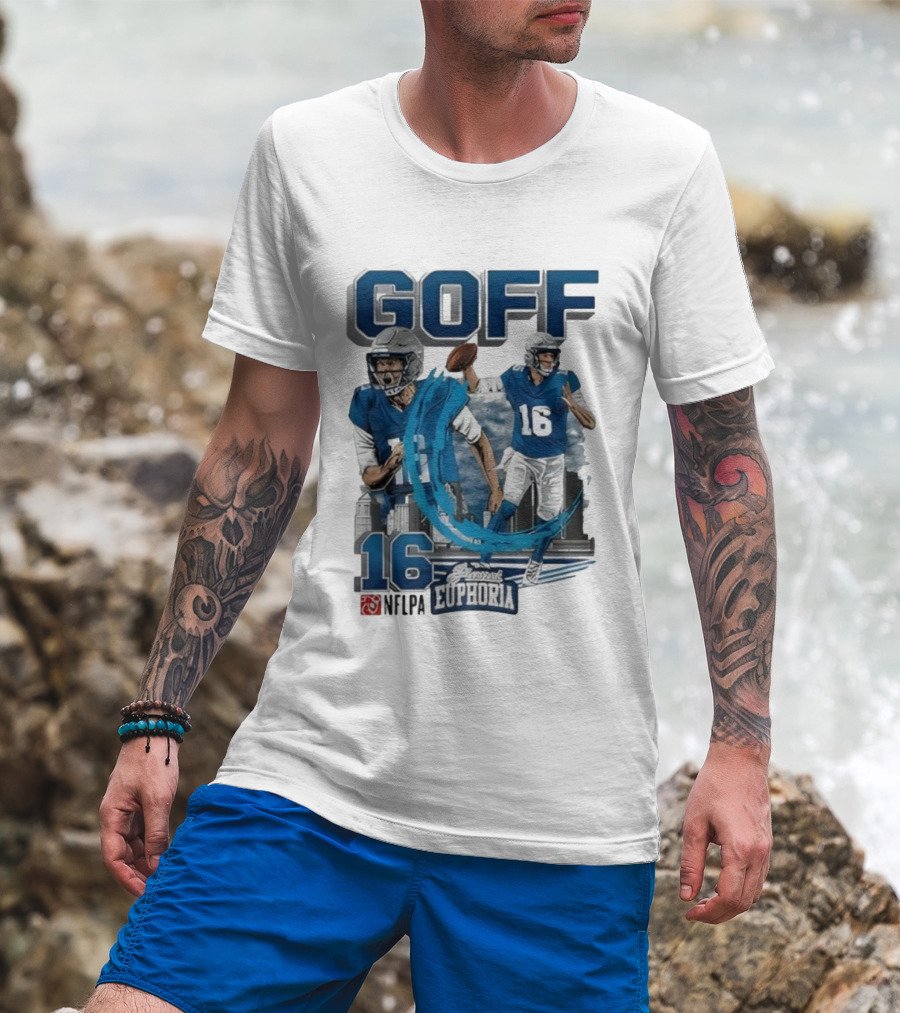 Goff 16 NFLPA Planet Euphoria Football Player Action T-Shirt