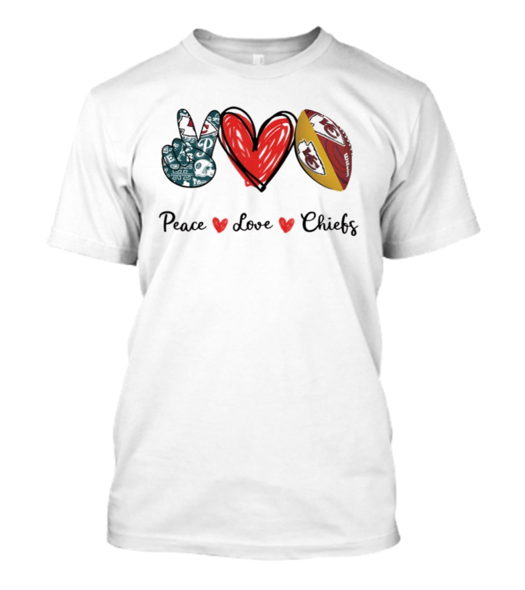 Peace Love Chiefs Kansas City Football T-Shirt