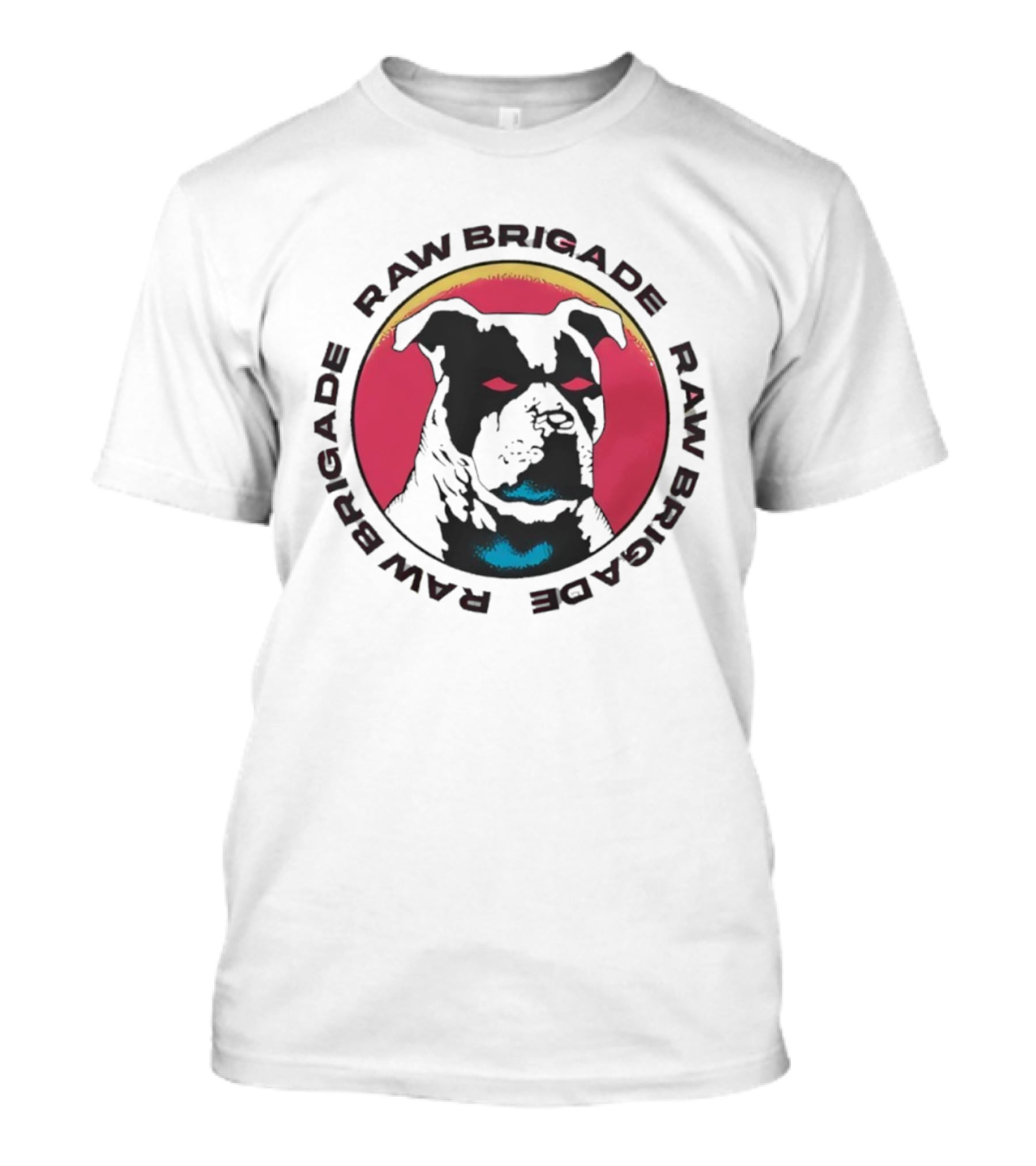 RAW BRIGADE Dog's Head Red Circle Design T-Shirt