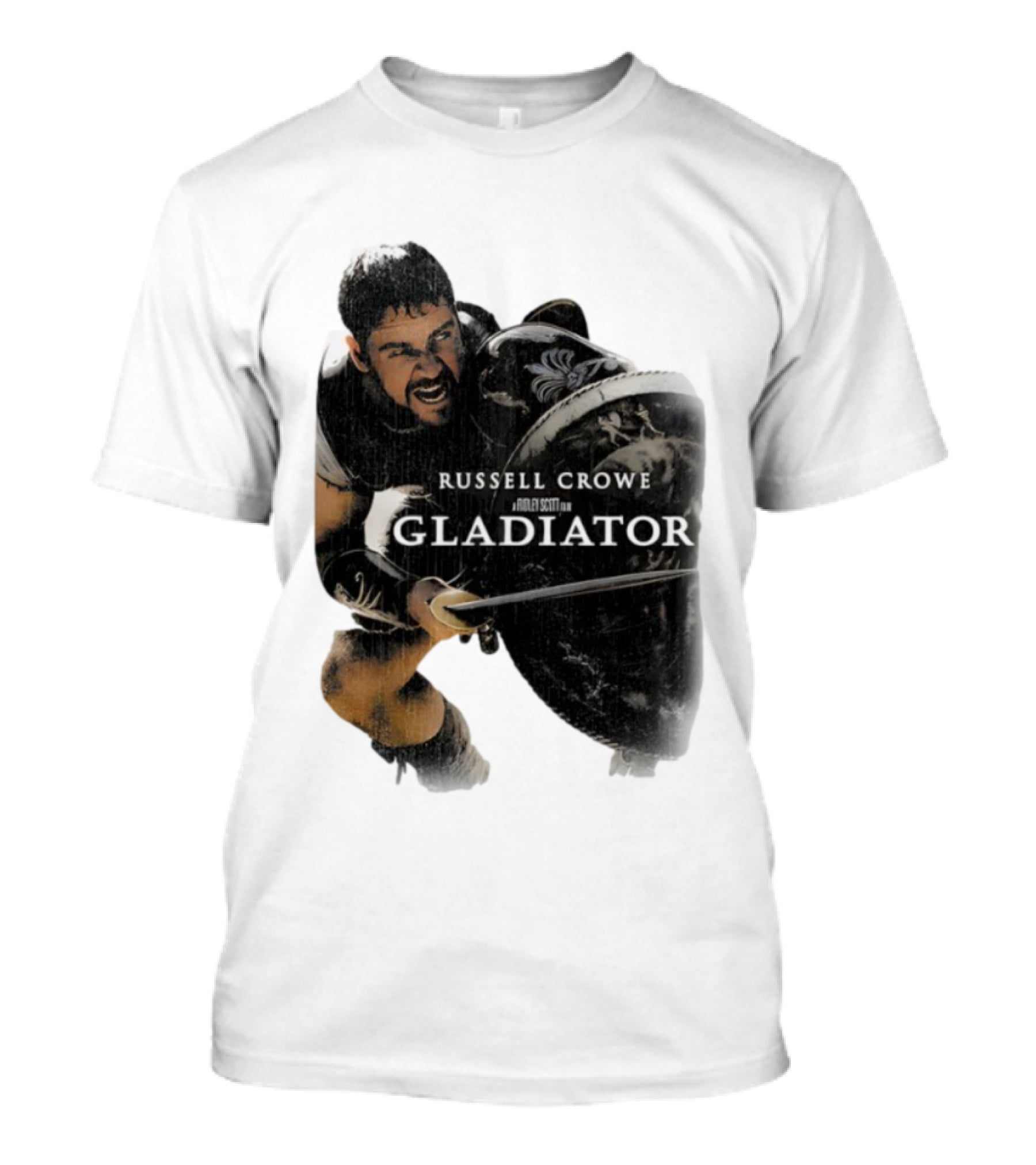 Russell Crowe Gladiator Ridley Scott Movie Character Shield Sword T-Shirt