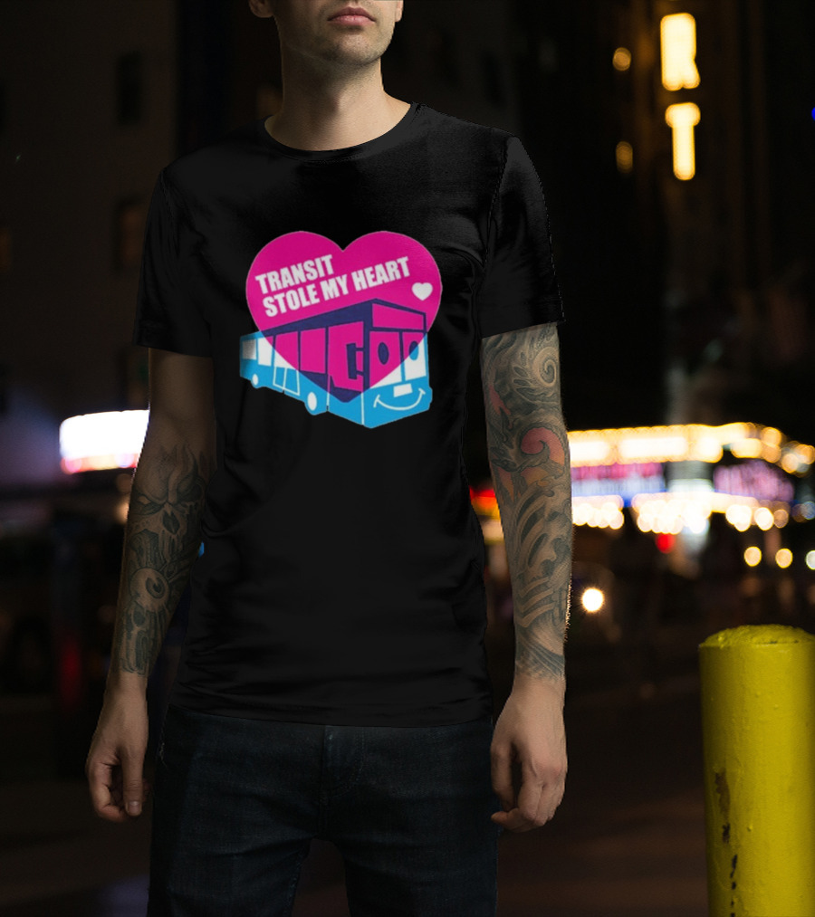 Transit Stole My Heart Smiling Bus And Heart Design T-Shirt