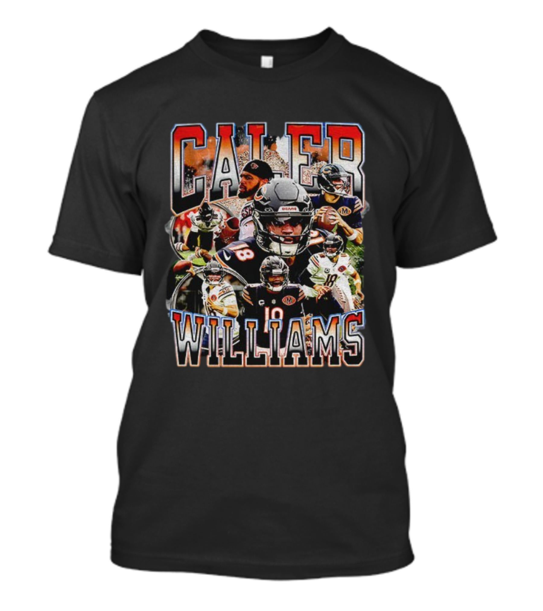 Caleb Williams 18 Bears Football Icon Bootleg Collage T-Shirt