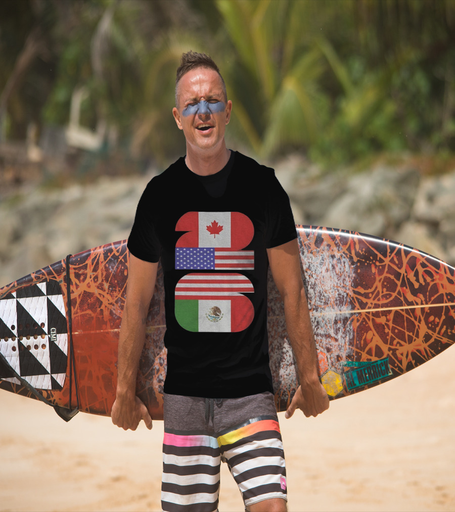 World Cup 2026 USA Canada Mexico Flag Design T-Shirt