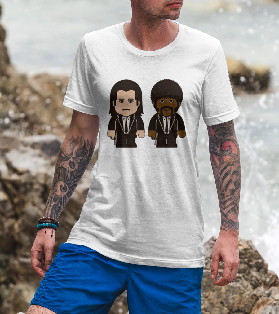 Samuel L Jackson Pulp Fiction Jules And Vincent Cartoon Characters T-Shirt