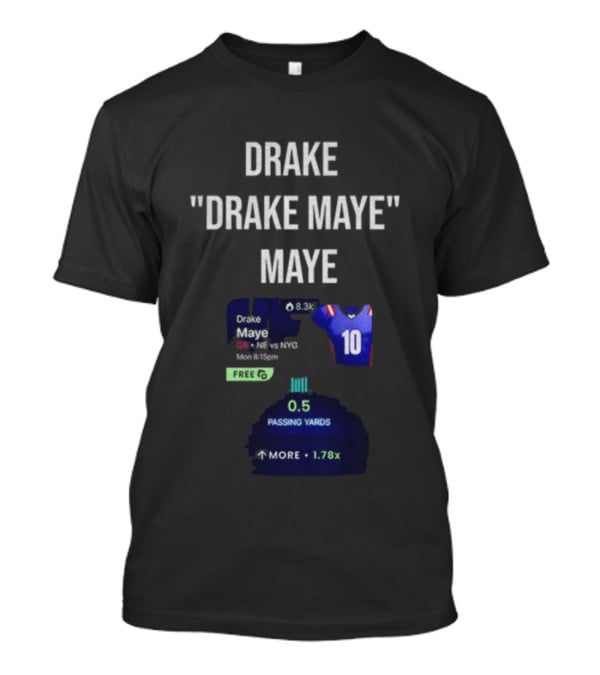 Drake Maye NFL Passing Yards Jersey Number 10 Football Stats T-Shirt
