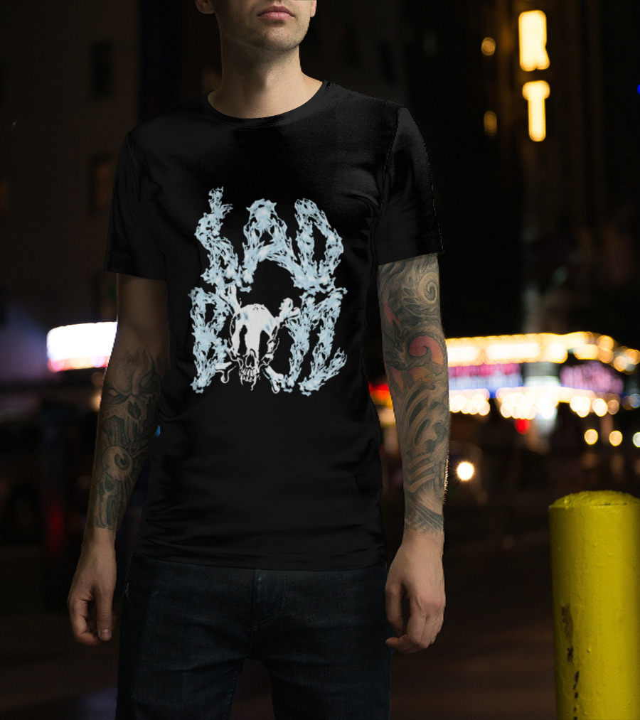 Sad Boyz Chrome Skull Font Blue Icy Flames T-Shirt
