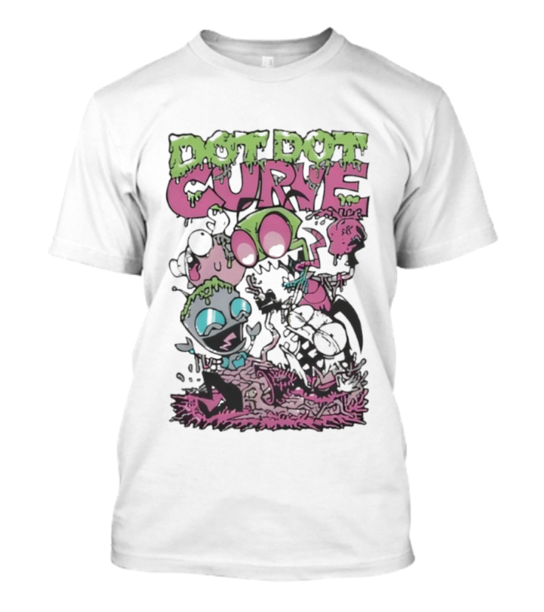 Dot Dot Curve Scene The Fuck Up Reptilian Zombie Cartoon Duo T-Shirt