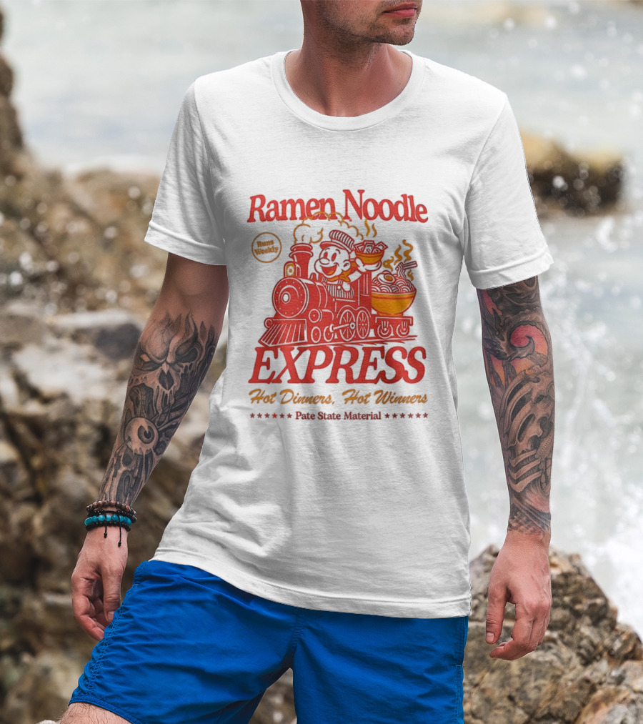 Ramen Noodle Express Hot Dinners Hot Winners Fun Steam Material T-Shirt