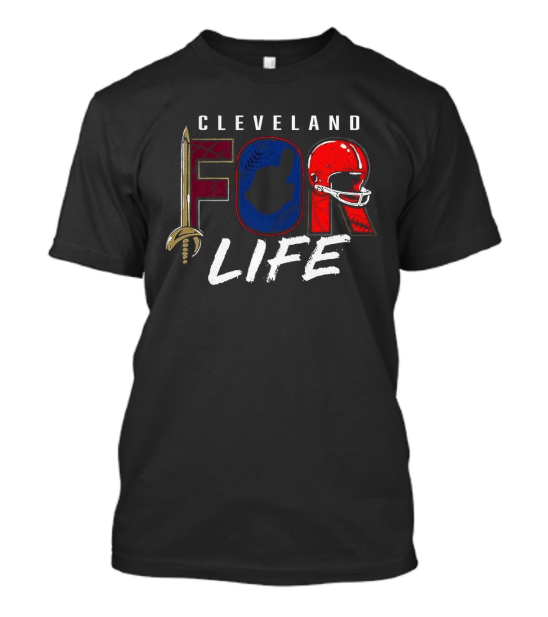 Cleveland Fan Pride Forever Football Baseball Iconic Symbols T-Shirt