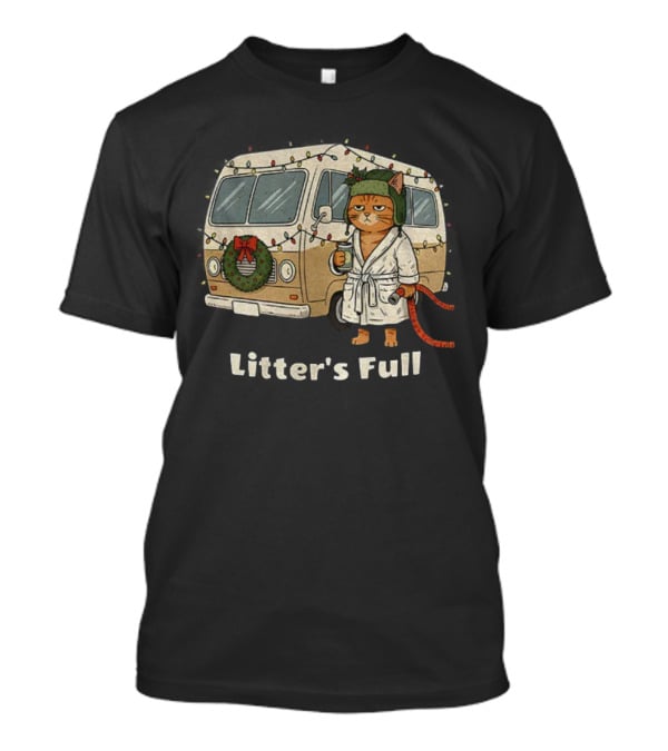 Litter's Full Christmas Cat In Holiday RV Scene T-Shirt