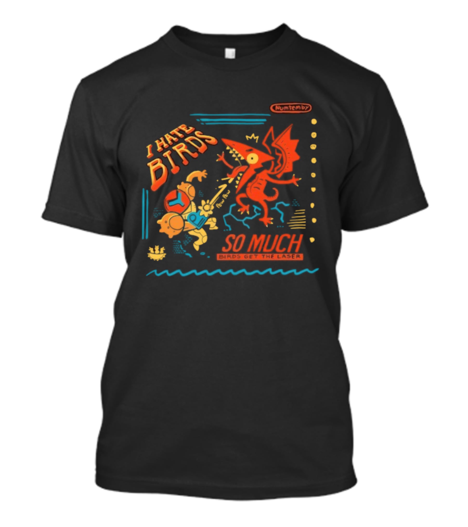 Numtemby I Hate Birds So Much Retro Cartoon Showdown Birds Get The Laser T-Shirt