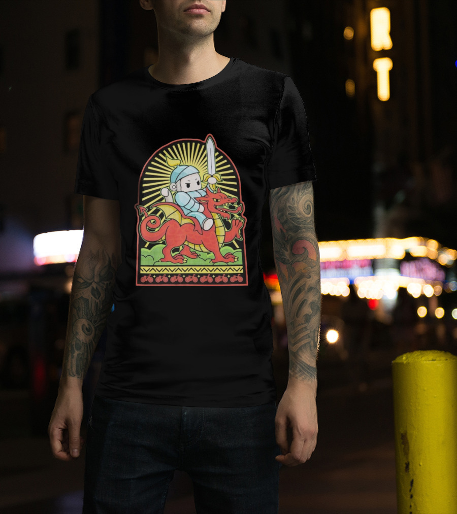 Cdawgva Knight Of Cymru Riding Welsh Dragon With Sword T-Shirt