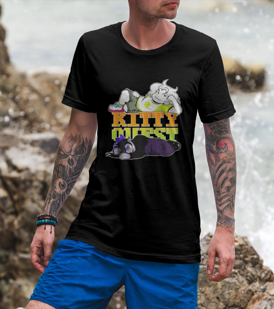 Kitty Quest Playful Characters Relaxing Fun Theme T-Shirt