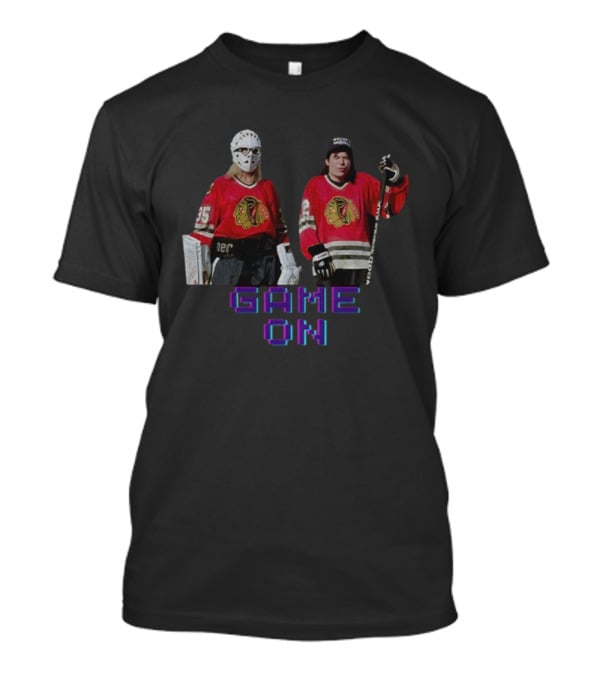 Wayne's World Game On 90s Movie Street Hockey Chicago Blackhawks T-Shirt