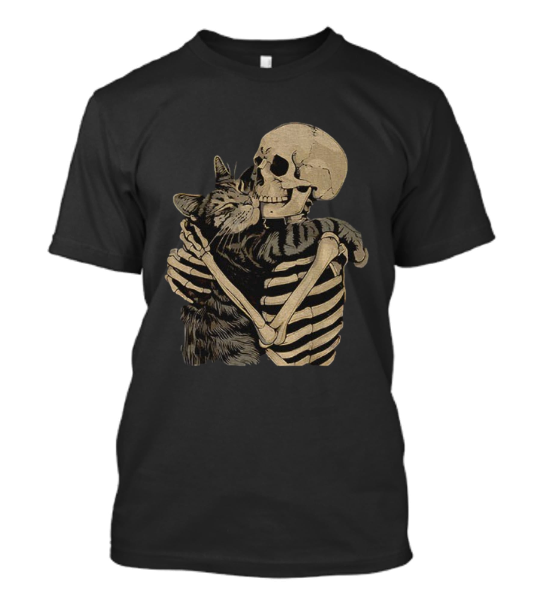 Skeleton Hugging Cat Gothic Skeleton Cat Hug T-Shirt