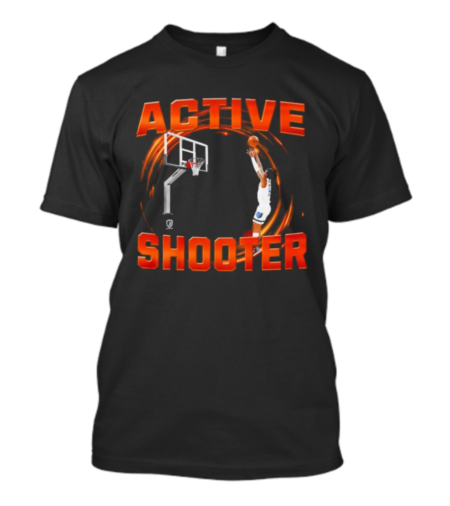 Active Shooter Basketball Dunk Motion Red Swirl T-Shirt