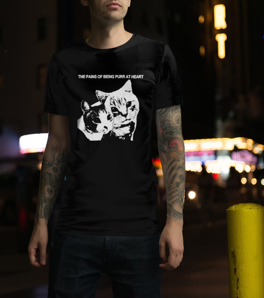 Cat The Pains Of Being Purr At Heart Dual Cat Faces T-Shirt