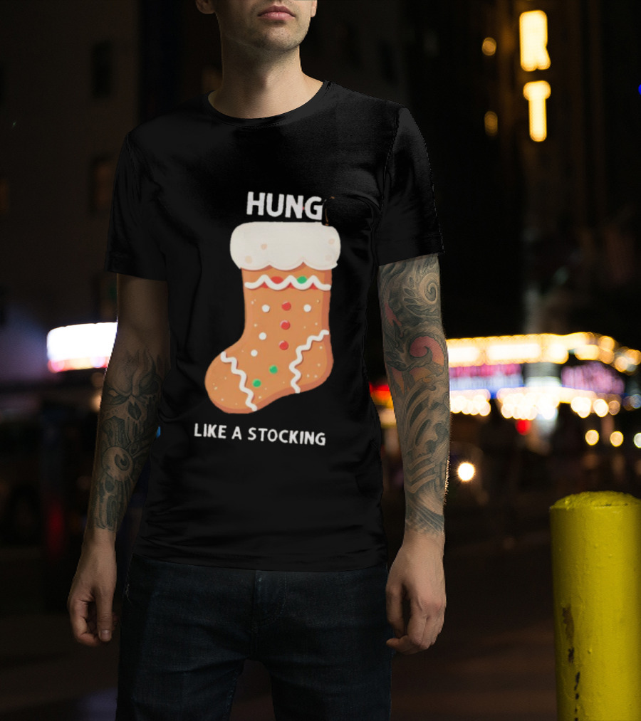 Hung Like A Stocking Gingerbread Christmas T-Shirt
