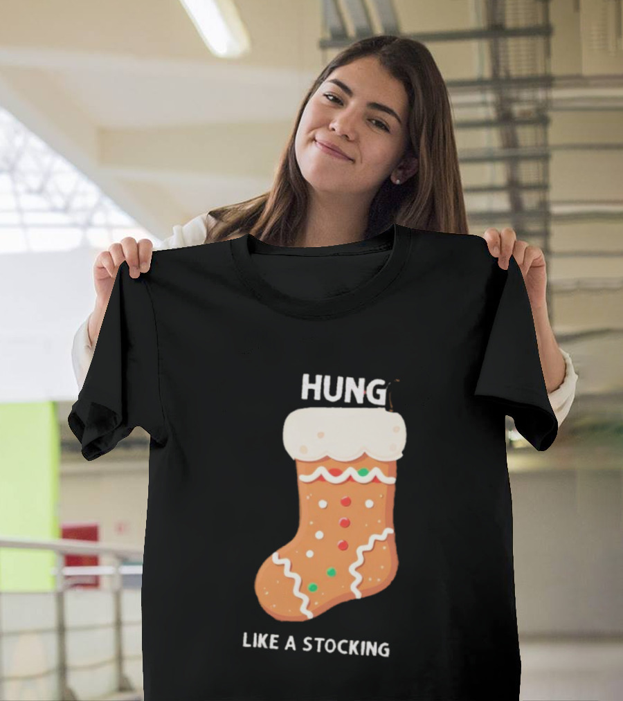 Hung Like A Stocking Gingerbread Christmas T-Shirt