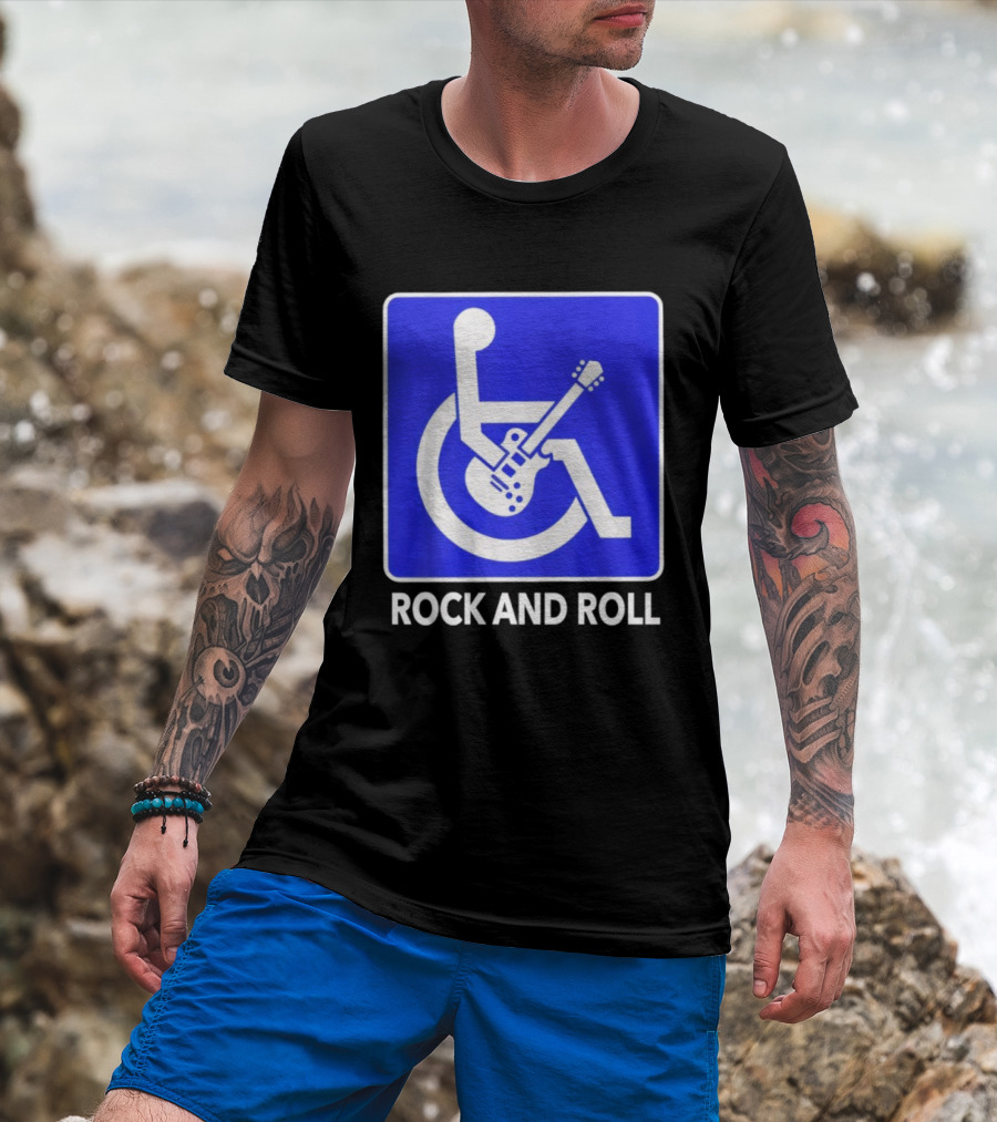Rock And Roll Wheelchair Guitar Icon T-Shirt