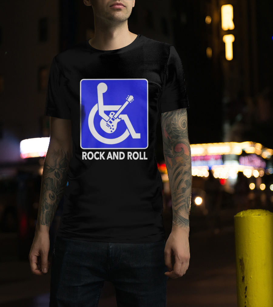 Rock And Roll Wheelchair Guitar Icon T-Shirt