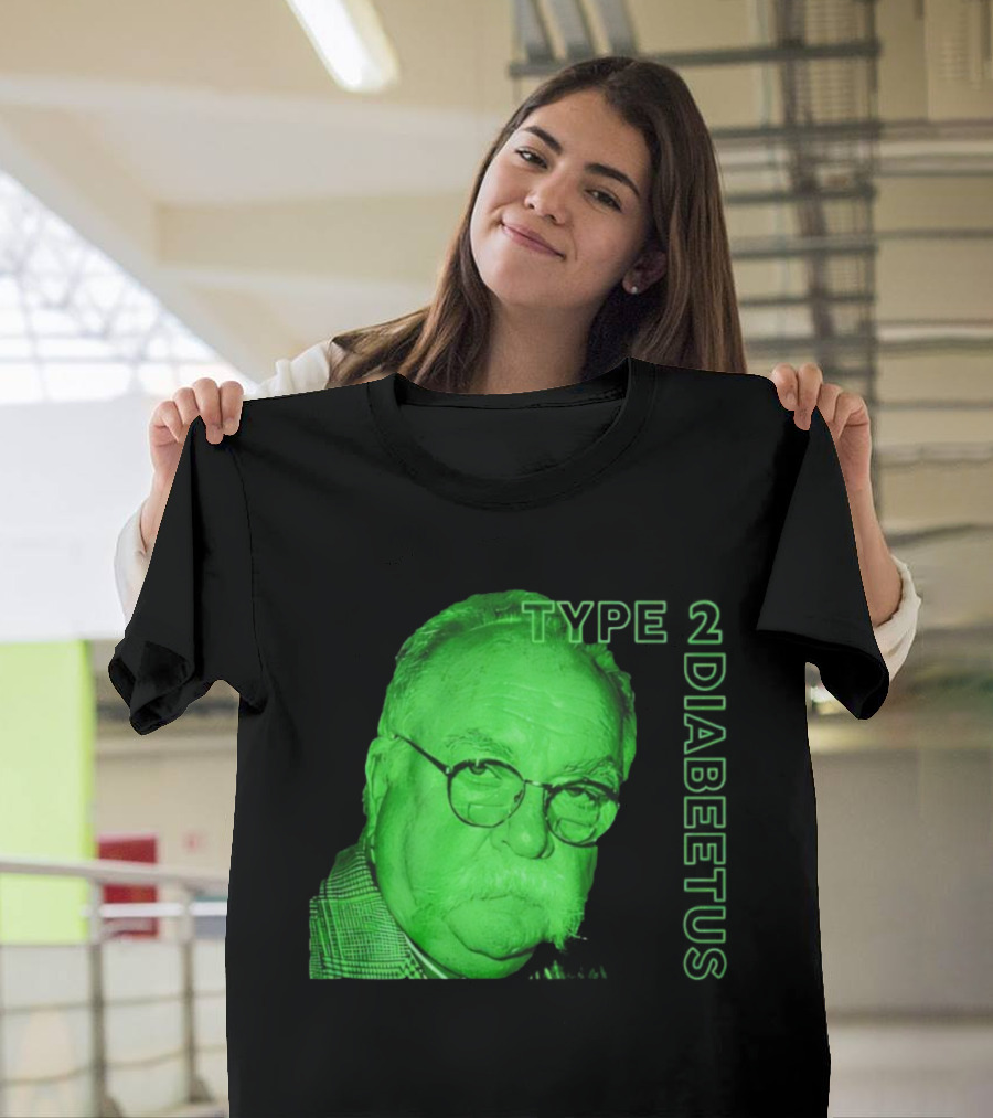 Type 2 Diabetes Wilford Brimley Green Portrait T-Shirt