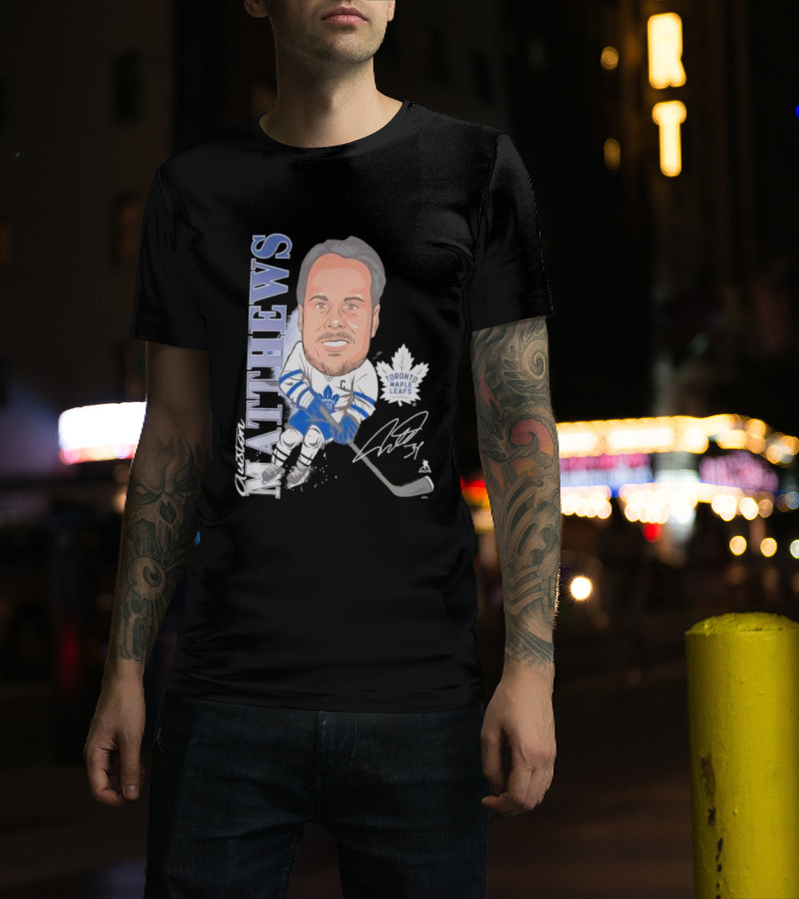 Auston Matthews Toronto Maple Leafs Signature Art Caricature T-Shirt