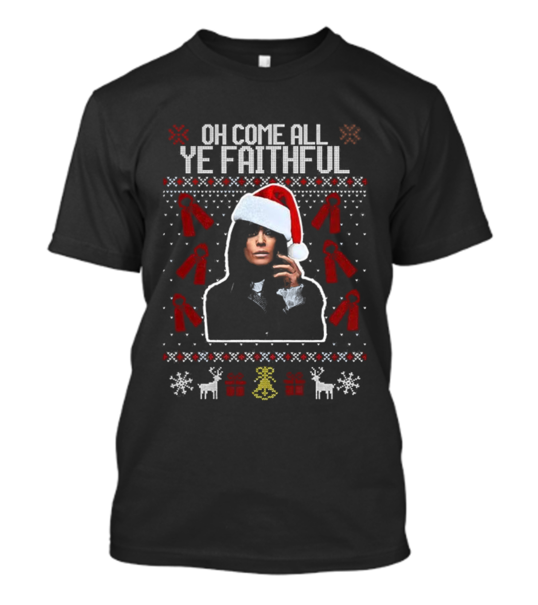 Oh Come All Ye Faithful Claudia Winkleman Santa Ugly Christmas T-Shirt