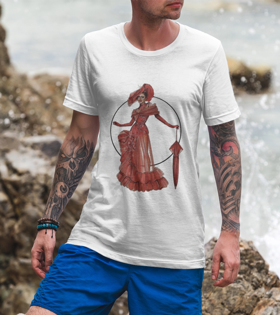 Sasha Colby Parasol Red Gown Elegance T-Shirt