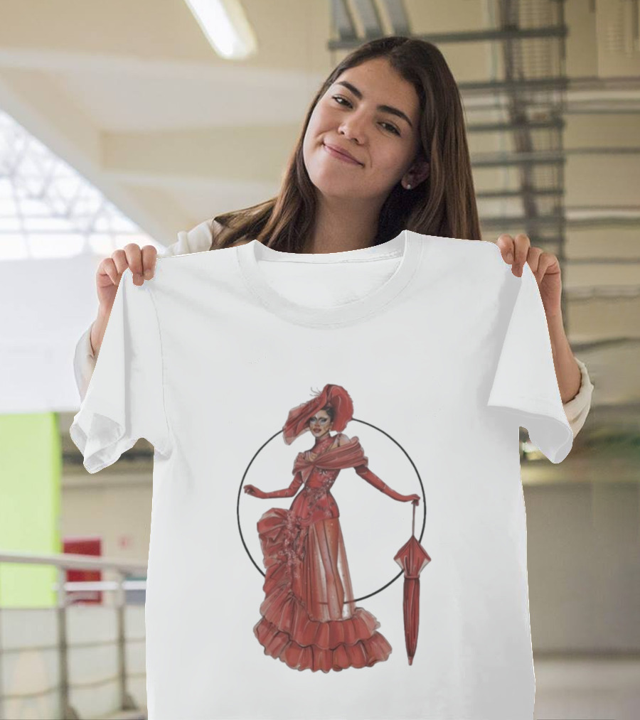 Sasha Colby Parasol Red Gown Elegance T-Shirt