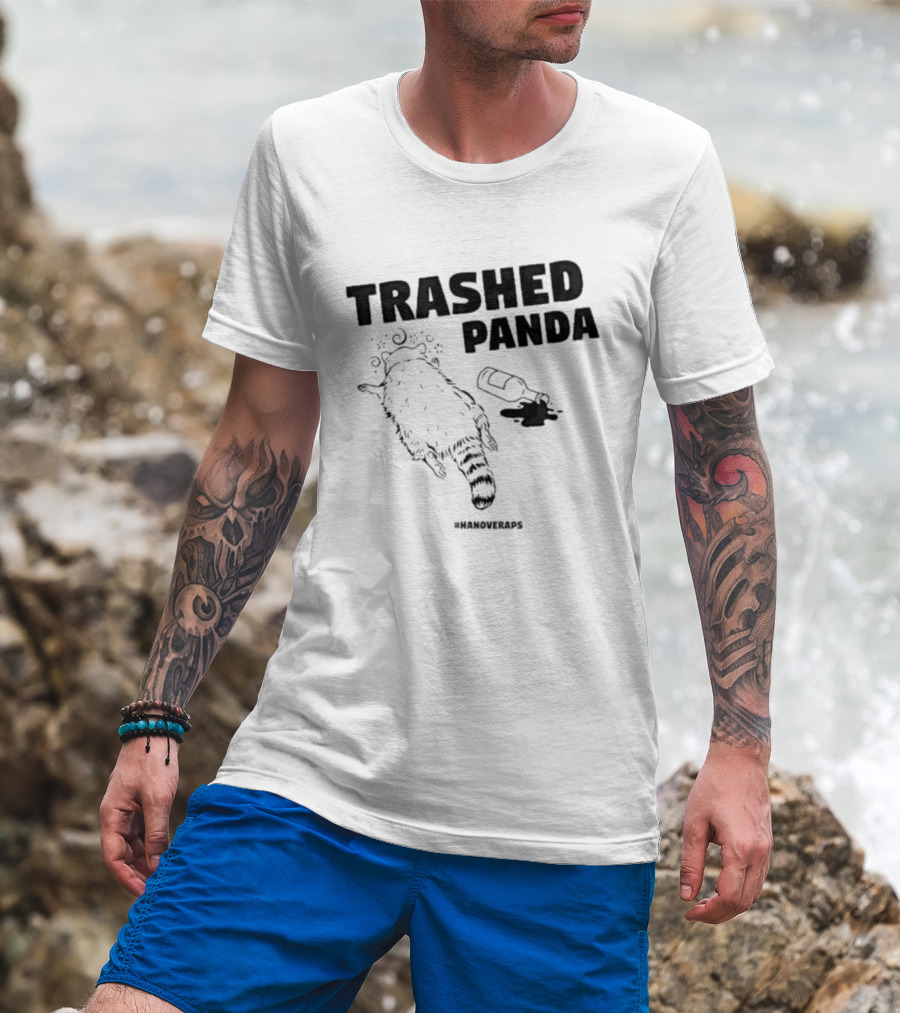 Trashed Panda Hanover Drunk Raccoon Bottle Animal Mischief T-Shirt