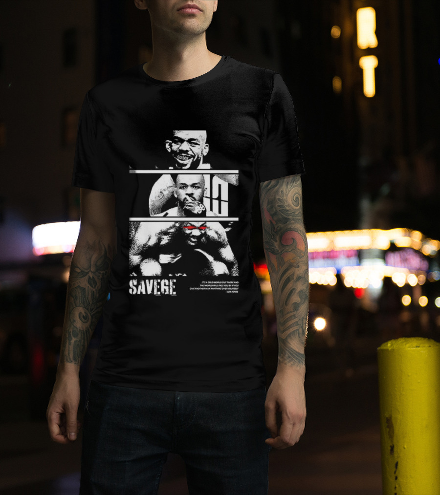 Jones Jones Savage Red Glove Fighter Portrait T-Shirt