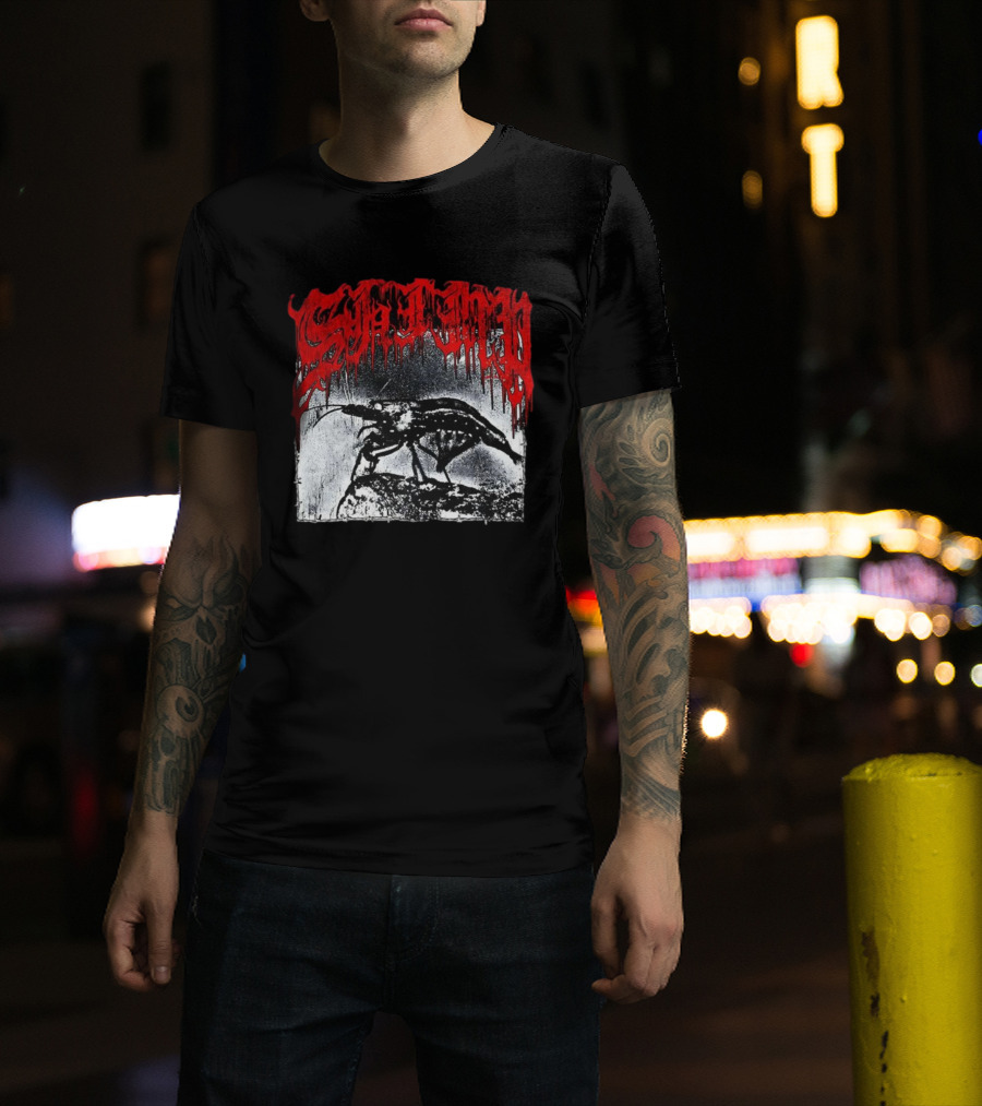 Death Metal Shrimp Lover Retro Horror Style T-Shirt