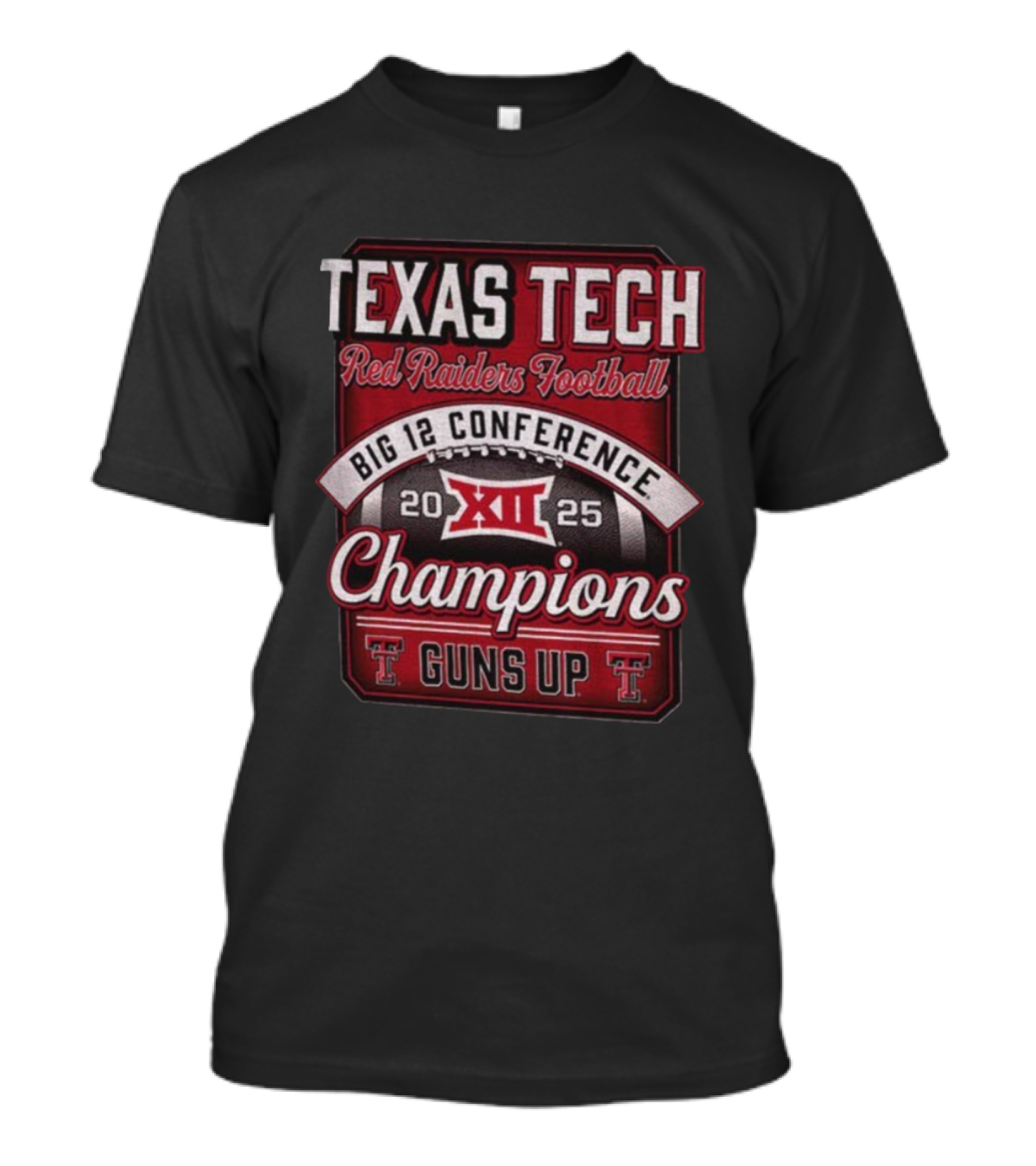 Texas Tech Red Raiders Football Big 12 Conference 2025 Champions Guns Up T-Shirt