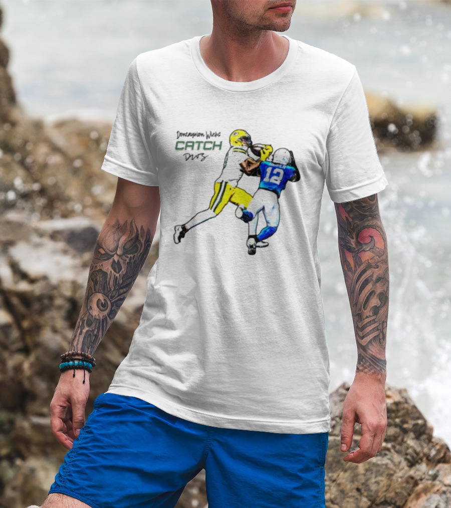 Don'tayvion Wicks Catch Packers Vs Lions Detroit Signature T-Shirt
