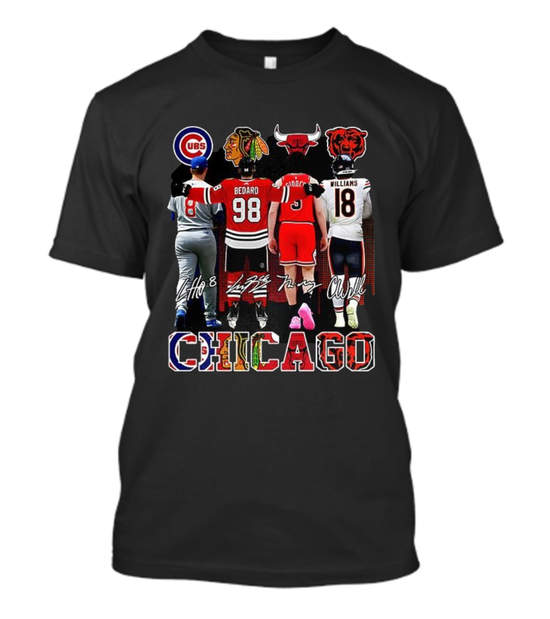 Chicago Blackhawks Bulls Bears Cubs Bedard Players Signature Collection T-Shirt