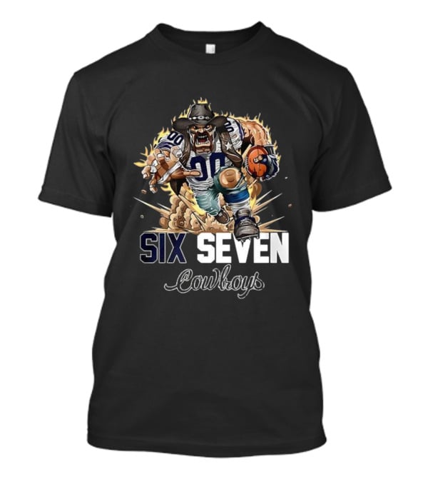 Cowboys Six Seven Mascot Football Character With Dynamic Motion T-Shirt
