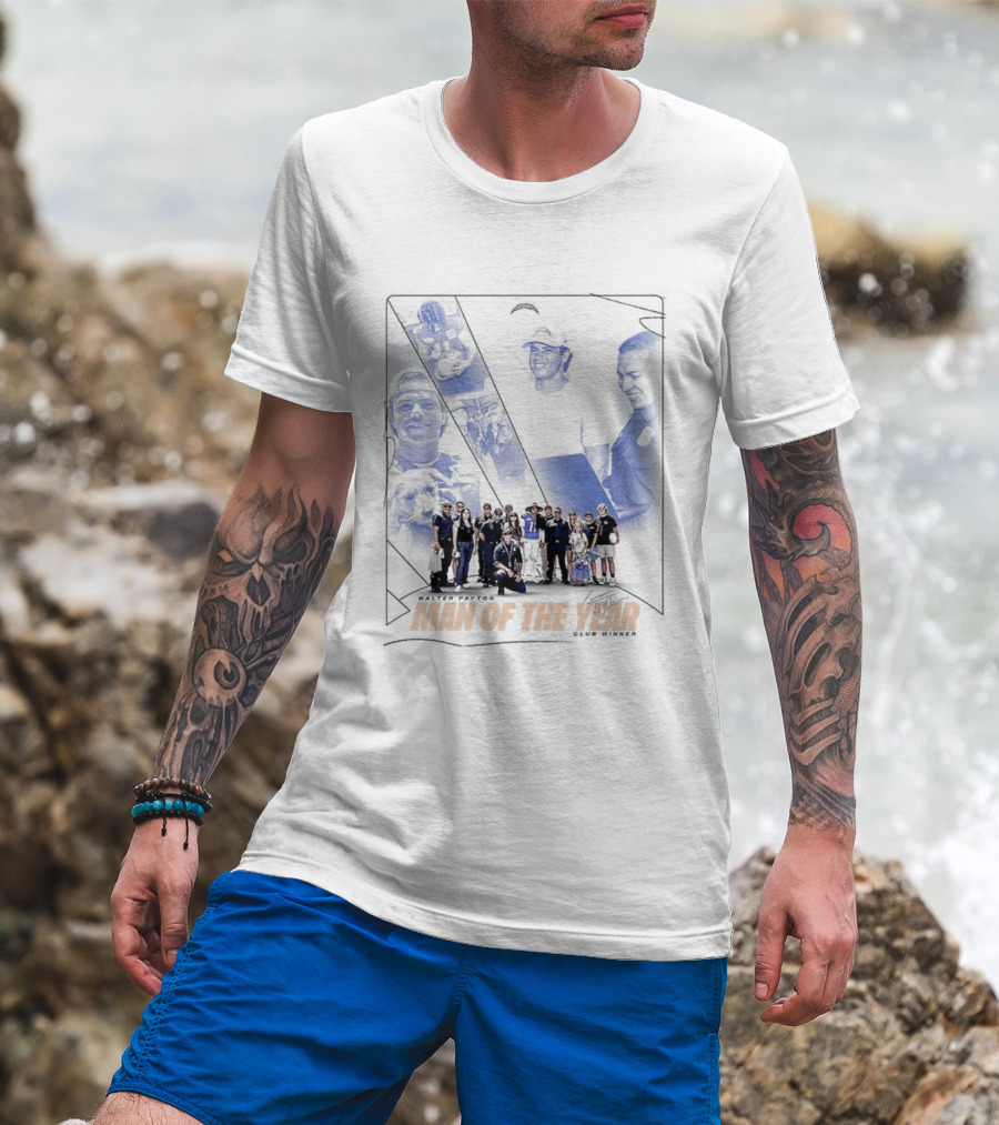 Los Angeles Chargers Man Of The Year Signature Team Celebration With Faces T-Shirt