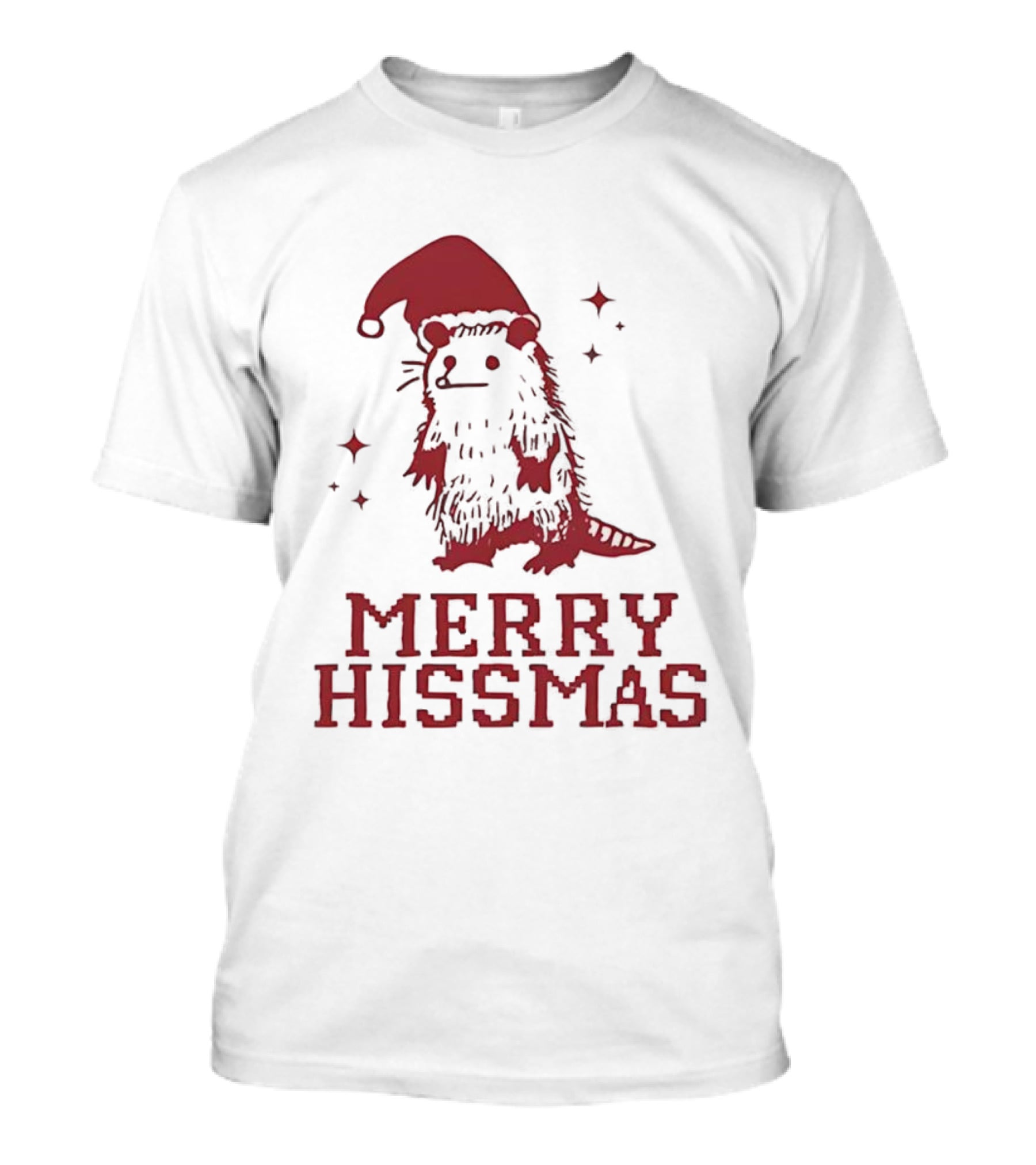 Merry Hissmas Opossum With Santa Hat Christmas Holiday Humor T-Shirt